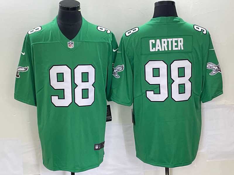 Mens Philadelphia Eagles #98 Jalen Carter Green 2023 Vapor Limited Throwback Jersey